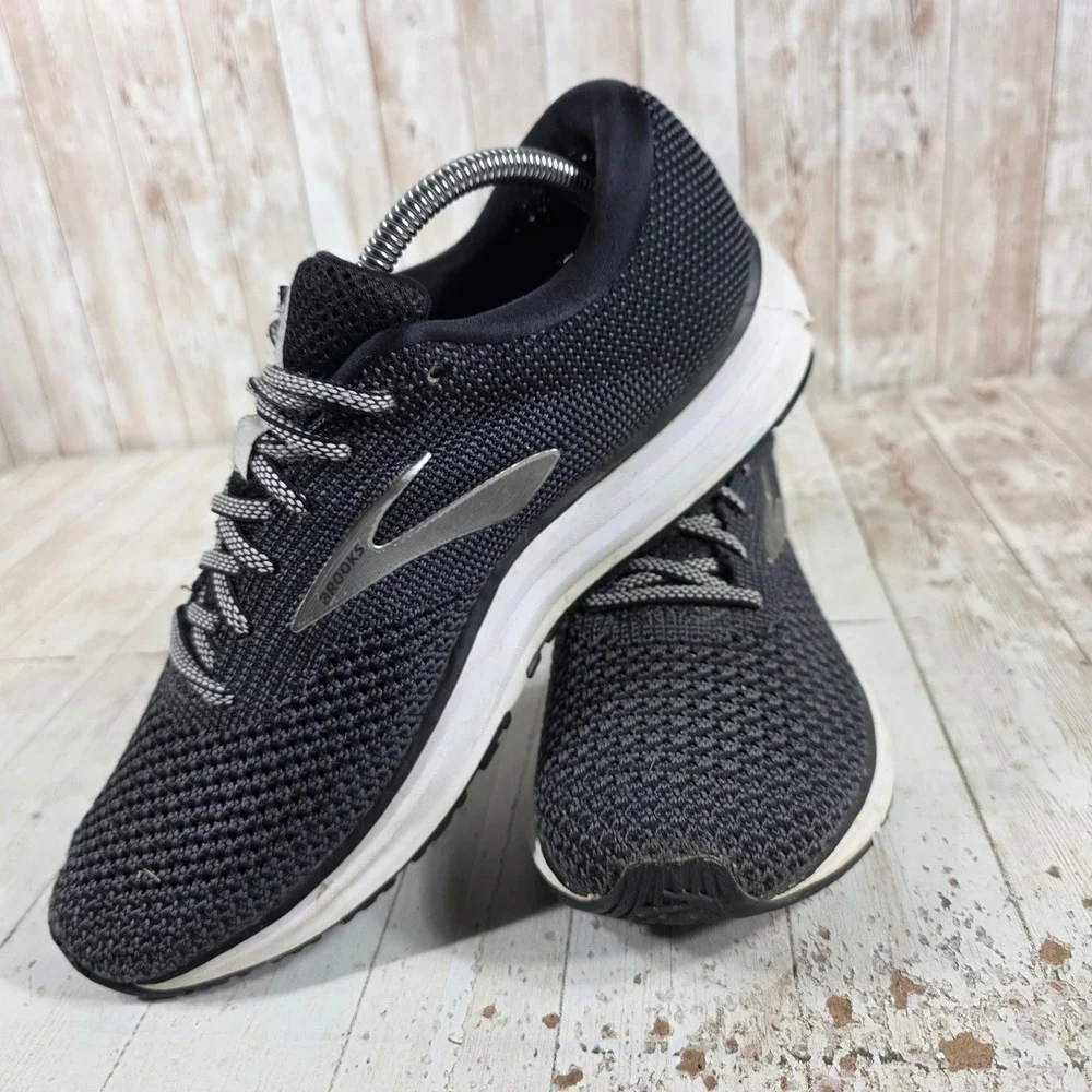 Brooks Revel 2 Womens Running Shoes Black White Knit Sneakers Size 11